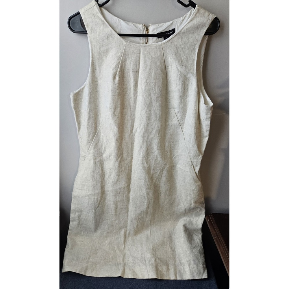 Willi Smith Women's 12 Sleeveless Linen Cotton Sheath Dress Beige‎ Natural Lined